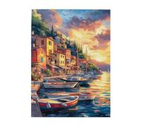 Liorosa 500 Piece Vibrant Jigsaw Puzzle Evening Whispers - Sea, Sky, And A Quaint Village.Unique And Beautiful Design,Pieces Fit Together Perfectly,Exercise Hands-On Skills And Thinking