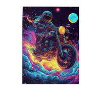 Liorosa 500 Piece Vibrant Jigsaw Puzzle Interstellar Adventure - Motorcycling Through Cosmic Stardust, A Mind - Bending Challenge With Every Piece Telling A Story Of The Vast Universe