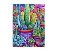 Liorosa 500 Pieces Of Adult Wooden Puzzle Cacti Carnival,Pieces Fit Together Perfectly,Deep Relaxation For Yourself,Vibrant Colors,Impossible Hard Difficult Challenging Puzzles For Adults