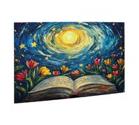 Liorosa 500 Pieces Of Adult Wooden Puzzle Celestial Codex,Gold-Trimmed Book Floating In Nebula With Vibrant Flower Border,Pieces Fit Together Perfectly,Complete With Family And Friends