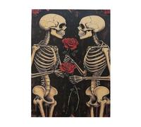Liorosa 500 Pieces Of Adult Wooden Puzzle Death'S Embrace,Skeleton Couple With Blooming Rose, Premium Gothic Jigsaw Puzzles.Every Piece Is Unique,Exercise Hands-On Skills And Thinking