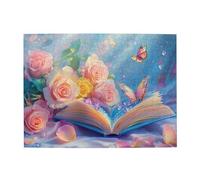 Liorosa 500 Pieces Of Adult Wooden Puzzle Dream Rose Book And Butterfly,Soft Color Aesthetics,Ideal For Relaxation And Family Fun,For Reading And Flower Lovers