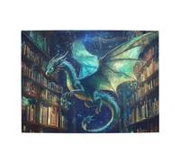 Liorosa 500 Pieces Of Adult Wooden Puzzles Arcane Librarian, Fantasy Dragon With Scales Guarding Antique Book,Vintage Classic Aesthetics,Wonderful Imagination,Enjoy The Puzzle Solving Process