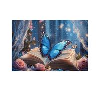 Liorosa Bibliophile'S Dream Jigsaw Puzzles For Adults 1000 Pcs,Open Book With Butterfly & Blushing Roses Under Starlight,Every Piece Is Unique,Suitable For Family Recreation And Home Wall Decor