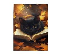 Liorosa Black Cat Reading Jigsaw Puzzles For Adults 500 Pieces,Exploratory Hobbies And Challenges,Suitable For Family Recreation And Home Wall Decor,For Cat And Reading Lovers