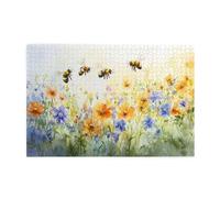 Liorosa Busy Bees In Floral Paradise 1000 Piece Puzzle For Adults, Vibrant Colors Flowers, Relaxing Wooden Jigsaw Puzzle For Nature Lovers,Deep Relaxation For Yourself,Forget The Troubles Of Life
