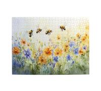 Liorosa Busy Bees In Floral Paradise 500 Piece Puzzle For Adults, Vibrant Colors Flowers, Relaxing Wooden Jigsaw Puzzle For Nature Lovers,Deep Relaxation For Yourself,Forget The Troubles Of Life