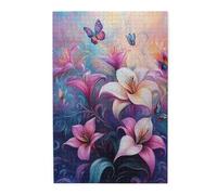 Liorosa Butterfly Flower 1000 Piece Puzzle For Adults,Petals With Rainbow-Winged Butterfly In Pastel Mist, Wooden Garden Fantasy,Every Piece Is Unique,Enjoy Solving Puzzles With Your Family