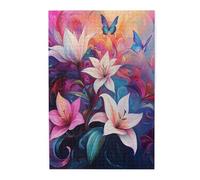 Liorosa Butterfly Paradise 1000 Pieces Of Adult Wooden Puzzles, Vibrant Among Fragrant Lilies In Watercolor Wonderland, Unique Nature Puzzle,Every Piece Is Unique,Forget The Troubles Of Life