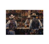 Liorosa classic cowboy painting 1000 piece vibrant jigsaw puzzle,cowboys socializing over drinks,vintage classic aesthetics.exploratory hobbies and challenges,funny artwork for adults