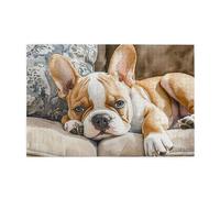 Liorosa Cozy Bulldog 1000 Piece Puzzle For Adults,Cream & Brown Pup Lounging On Floral Cushions, Watercolor-Style Pet Wooden Jigsaw Puzzles,Vibrant Design,Exercise Hands-On Skills And Thinking