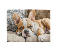 Liorosa Cozy Bulldog 500 Piece Puzzle For Adults,Cream & Brown Pup Lounging On Floral Cushions, Watercolor-Style Pet Wooden Jigsaw Puzzles,Vibrant Design,Exercise Hands-On Skills And Thinking