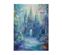 Liorosa Deepwater Kingdom Jigsaw Puzzles For Adults 500 Pieces,Ornate Submerged Castle With Floating Light Red Jellyfish,Vintage Classic Aesthetics,Exploratory Hobbies And Challenges