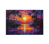 Liorosa Dramatic Tropical Sunset 1000 Piece Jigsaw Puzzle For Adults, Golden Sun Between Palm Trees Over Rippling Water,Pieces Fit Together Perfectly,Suitable For Party Game Nights