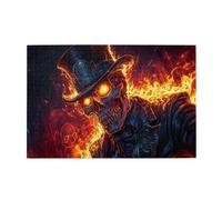 Liorosa elegant skull in fire 1000 piece puzzle for adults,steampunk gothic wooden jigsaw,challenging dark fantasy puzzle for adults,wonderful imagination,complete with family and friends