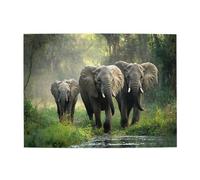 Liorosa Elephant Family 500 Pieces Of Adult Wooden Puzzle,Walking In The Forests,Funny Animal Landscape Photography,Suitable For Family Recreation And Home Wall Decor,Stunning Artwork