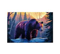 Liorosa enchanted forests 1000 pcs of adult wooden puzzle,modern art wildlife bear portraits,every piece is unique,exploratory hobbies and challenges,enjoy solving puzzles with family and friends