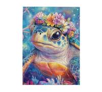Liorosa Enchanted Sea Turtle With Floral Crown Puzzles For Adults 500 Pieces, Vibrant Coral Reef Wooden Jigsaw Puzzle, Ocean Fantasy Challenge,Fun Activities For The Holidays With The Family