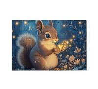 Liorosa Enchanted Squirrel In Moonlit Forests 1000 Piece Puzzle For Adults,Glowing Golden Dust & Twinkling Fireflies, Premium Wooden Fantasy Wooden Jigsaw Puzzles,Suitable For Party Game Nights