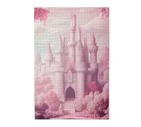Liorosa Fairy Tale Castle 1000 Pieces Of Adult Wooden Puzzle, Classical Design Light Red Building,Pieces Fit Together Perfectly,Complete With Family And Friends,Unique And Beautiful Design
