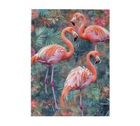 Liorosa Flamingos Waltz Jigsaw Puzzles For Adults 500 Pieces,Dancing Light Red Birds With Tropical Blooms,Complete With Family And Friends,Relieve Stress And Enjoy The Fun Of Solving Puzzles