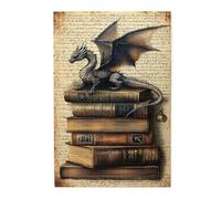 Liorosa Flying Dragon Ancient Book Puzzles For Adults 1000 Pieces,Unique Creatures And Books Vintage Series Wooden Puzzles,Challenging Brain Exercise,Enjoy The Puzzle Solving Process