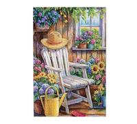 Liorosa Garden Getaway Jigsaw Puzzles For Adults 1000 Pieces,White Chair, Blooming Botanicals, And Rustic Charm.Suitable For Family Recreation And Home Wall Decor,Unique And Beautiful Design