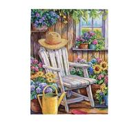 Liorosa Garden Getaway Jigsaw Puzzles For Adults 500 Pieces,White Chair, Blooming Botanicals, And Rustic Charm.Suitable For Family Recreation And Home Wall Decor,Unique And Beautiful Design
