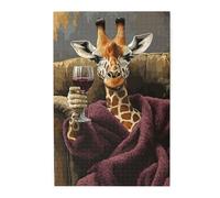 Liorosa Giraffe On The Sofa Jigsaw Puzzles For Adults 1000 Pieces, Cozy Wine Time,Brainstorming For Stress Relief,Relax And Enjoy The Fun Of Solving Puzzles,Unique Artwork For Adult