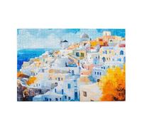 Liorosa greek island charm jigsaw puzzles 1000 pieces,classic textured white architecture,every piece is unique,exploratory hobbies and challenges,suitable for family recreation and wall decor