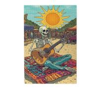 Liorosa Guitar Skull Jigsaw Puzzles For Adults 1000 Pieces, Fun Beach Scenery Illustration,Creative Activity Hobbies For Adult,Wonderful Imagination,Exploratory Hobbies And Challenges
