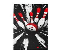 Liorosa Impact Bowling Ball 500 Pieces Of Adult Wooden Puzzle, Simple Colors Dynamic Sports Illustration,Challenge To Yourself,Relax Yourself,Hands-On Assembly Of Your Home Décor Wall Art