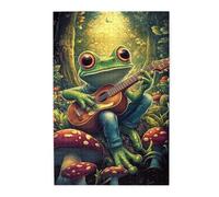 Liorosa Jigsaw Puzzles 1000 Pieces Whimsical Frog Guitarist,Among Red-Spotted Mushrooms, Vibrant Forests Scene Wooden Puzzle For Adults,Ideal For Relaxation And Family Fun,Stunning Artwork
