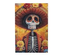 Liorosa Jigsaw Puzzles For Adults 1000 Pcs Skull Splendor,Ornate Skeleton With Floral Sombrero In Golden Glow, Premium Wooden Mexican Art,Ideal For Party Game Nights,Forget The Troubles Of Life