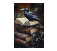Liorosa Jigsaw Puzzles For Adults 1000 Pieces Ancient Books And Crows,Vintage Classic Aesthetics,Pieces Fit Together Perfectly,Deep Relaxation For Yourself,Enjoy The Puzzle Solving Process