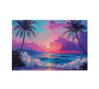 Liorosa jigsaw puzzles for adults 1000 pieces paradise cove,featuring coconut palms & glowing sunset reflections,every piece is unique,funny summer gift,forget the troubles of life