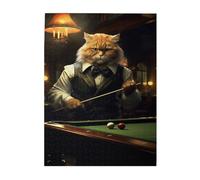 Liorosa Jigsaw Puzzles For Adults 500 Pieces Cat Master Billiards Time,Vibrant And Unique Design,Retro Style,Challenging Brain Exercise,Enjoy The Puzzle Solving Process
