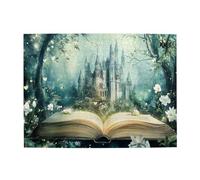 Liorosa Jigsaw Puzzles For Adults 500 Pieces Enchanted Book & Gothic Castle, Fantasy Forests Wooden Puzzle With Glowing Windows, Challenging Magic Theme,Ideal For Party Game Nights