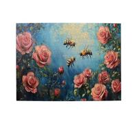 Liorosa Jigsaw Puzzles For Adults 500 Pieces Floral Symphony,Bees With Visiting Rose Blossoms,Deep Relaxation For Yourself,Pieces Fit Together Perfectly,Suitable For Family Recreation