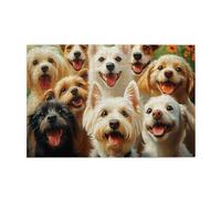 Liorosa Joyful Dog Party 1000 Pieces Of Adult Wooden Puzzle,Multicolor Pups In Flower-Filled Meadow,Every Piece Is Unique,Challenging Brain Exercise,For Relaxation And Display For Puzzle Lovers