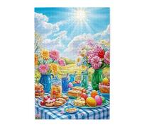 Liorosa Joyful Picnic Scene Puzzles For Adults 1000 Pcs,Sunny Day And Blooming Flowers, Delicious Treats. Every Piece A Splash Of Colors And Fun. Ideal For Relaxing And Decorating Your Space