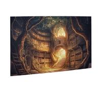 Liorosa Knowledge Roots 500 Pieces Of Adult Wooden Puzzle,Intertwined Tree Limbs & Antique Book Collection,Vintage Classic Aesthetics,Ideal For Relaxation And Family Fun,Gift For Reading Lovers