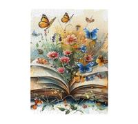 Liorosa Literary Blossoms 500 Pieces Of Adult Wooden Puzzle,Retro Book Transforming Into Floral Haven, Collector'S Jigsaw Puzzles,Suitable For Family Recreation,Stress Relieving Pleasure