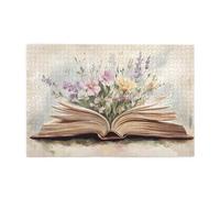 Liorosa Literary Blossoms Jigsaw Puzzles For Adults 1000 Pieces, Dreamy Composition Of Book & Mixed Flowers,Pieces Fit Together Perfectly,Brainstorming For Stress Relief,Gift For Friend