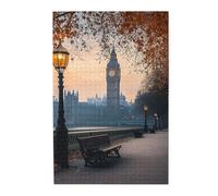 Liorosa London At Dusk Jigsaw Puzzles For Adults 1000 Pieces,Cozy Bench & Cast Iron Lamp,Classic Scenery Photography,Complete With Family And Friends,Enjoy The Puzzle Solving Process