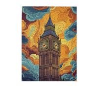 Liorosa London Reverie 500 Pieces Of Adult Wooden Puzzles,Surreal Big Ben With Clouds Against Twilight Sky, Challenging Architecture Jigsaw Puzzle,Every Piece Is Unique,Stunning Artwork