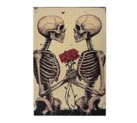 Liorosa Love Undying Jigsaw Puzzles For Adults 1000 Pieces,Skulls Presenting Fresh Rose, Mortality Wooden Puzzle For Goths,Ideal For Party Game Nights,Vibrant Design