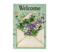 Liorosa Lucky Greetings Jigsaw Puzzles For Adults 500 Pcs,Retro Envelope Overflowing With Fresh Flower On Wood,Wonderful Imagination,Pleasure Both Body And Mind,Enjoy The Puzzle Solving Process