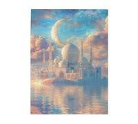 Liorosa Moonlit Mirage 500 Pieces Of Adult Wooden Puzzle,Ethereal Floating Mosque With Crescent Moon & Star Reflections, Dreamy Islamic Architecture,Pieces Fit Together Perfectly