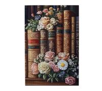 Liorosa Petals Between Pages 1000 Pieces Of Adult Wooden Puzzle,Delicate Roses Nestled And Ancient Book,Every Piece Is Unique,Suitable For Family Recreation And Wall Decor,Gift For Reading Lovers